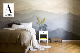 This was even prettier in person. The Mountain Mural Bedroom Makeover Apartment Therapy