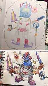 When kids and adults collaborate to make things—combining kids' uninhibited creative visions and adults' motor skills and experience—the results can be delightful. This Dad Turns His Kid S Drawings Into Anime Characters Album On Imgur