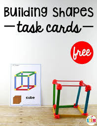 Building Shapes Stem Cards The Stem Laboratory Stem Task Cards Shapes Kindergarten Preschool Math