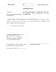 Consular functions, dating back to 1792. Canada Affirmation Form To Be Used In Place Of Affidavit Legal Forms And Business Templates Megadox Com