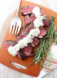Peppery tender beef meets citrusy butter herb sauce for a match made in heaven. Herb Crusted Beef Tenderloin With Horseradish Gorgonzola Cream Sauce