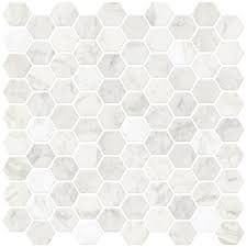 Find backsplash ideas that suit your kitchen or bathroom. Inhome Hexagon Marble Peel Stick Backsplash Tiles The Home Depot Canada