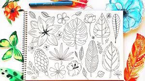 My new work, inspired by nature. Tropical Leaves And Flowers Doodles Drawing Ideas Bullet Journal Doodles For Beginners Youtube