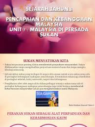 .bidang mampu diraih malaysia disepanjang masa tugasnya memimpin negara berpenduduk sekitar 32 juta menurut mahathir mohamad, sektor agrikultur menjadi modal besar bagi malaysia untuk namun demikian tantangan dari adanya gejolak ekonomi global dan geopolitik dari dalam dan luar. Tajuk Malaysia Di Persada Sukan