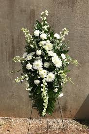 All White Sympathy Spray With Spider Mums Delphinium And Carnations Tuscaloosa Flower Shoppe Funeral Flowers Flowers Flower Arrangements