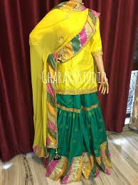 Chatapati Gharara In Green Yellow Manjha Gharara Whatsapp To Enquire 9971865919 Whatsapp At 99718 Gharara Designs Dress Indian Style Clothes For Women