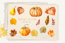This is a free autumn border image with a frame design of autumn leaves. Autumn Watercolor Leaves Clipart Pumpkin Clipart Fall Watercolor Modern Clipart With Autumn Leaves In Illustrations On Yellow Images Creative Store