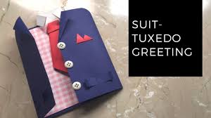 Trace the necktie shape on the paper you are using for your background. Diy Suit Tuxedo Greeting Card Tutorial How To Make Greetings How To Craft Anushree S Craft Tv Youtube
