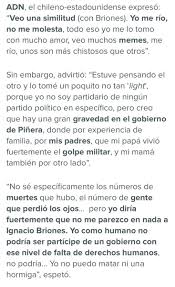 Esto lo hizo en una reciente entrevista con nuestra radio hermana adn. Vagabundo Ilustrado On Twitter Esto Que Dice Di Mondo Es Tan Potente Y Es Lo Central No Le Molesta La Comparacion Con Ignacio Briones Por El Parecido Sino Que Le Molesta Quedar Asociado A Un Ministro Y Hoy Candidato De Un Gobierno Que Viola Los