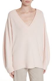 womens vince v neck cashmere tunic size x large pink in