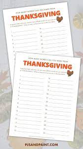 How many words can you spell from the letters thanksgiving? How Many Words Can You Make Out Of Thanksgiving Free Printable