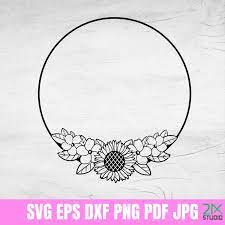 Download Sunflower Svg Flower Border Svg Floral Frame Svg Files For Etsy In 2021 Hand Embroidery Patterns Flowers Flower Border Flower Svg
