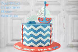 Ships Ahoy It S A Boy I Sugar Coat It Chevron Baby Shower Cake Baby Shower Cakes 1st Birthday Cakes