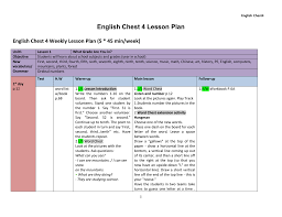English chest 5_student book_answer key 1 english chest 5. English Chest 4 Weekly Lesson Plan 5 45 Min Week