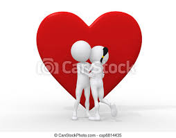 Download free heart images and use any clip art,coloring,png graphics in your website, document or presentation. Beautiful 3d Love Couple Embracing Against A Big Red Heart On White Background Canstock