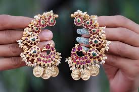 Buy latest ear cuffs online for women. Alluring Peacock Designer Ear Cuff Earrings South India Jewels