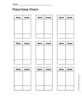 Numbers tens and ones free printable worksheets. Place Value Charts Tens And Ones Teachervision