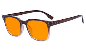 Eyekepper Large Nighttime Blue Light Blocking Glasses Men Women Anti Digital Glare Uv Ray Square Computer Eyeglasses Reading Glasses With Orange Tinted Filter Lens Brown