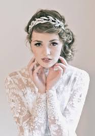 The loose curly tendrils in the updo along with. 30 Amazing Wedding Hairstyles With Headpiece Deer Pearl Flowers