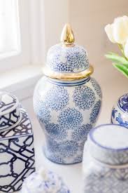 Benjara floral design ginger jar with lid, blue and white. Amazon Home Decor Finds Blue And White Ginger Jars Under 100