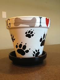 Black And White Flower Pot Design Black And White Hand Painted I Love My Dog Flowerpot Etsy Painted Flower Pots Clay Pot Crafts Flower Pot Art