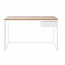 Bureau 1 Tiroir En Metal Blanc Igloo Escritorios De Metal Escritorio De Madera Disenos De Dormitorios Pequenos
