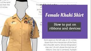 In respect to this, where do female nsu ribbons go? Placing Ribbons Devices On Female Khaki Uniform Youtube