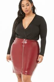 Plus Size Faux Leather Skirt