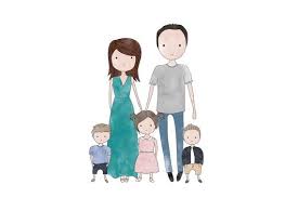 Custom Family Portrait Family Of Five Hand Drawn Bespoke Illustration Family Drawing Custom Family Portrait Family Portraits