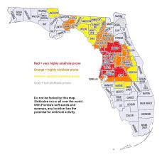 high incidence of sinkholes florida map