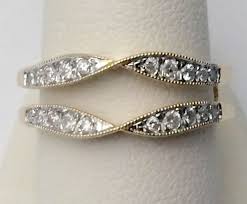 14kt Yellow Gold Vintage Milgrain Round Diamonds Solitaire Enhancer Ring Guard Wrap 0 25ct Tw Diamond Solitaire Enhancer Wedding Rings Vintage Fashion Rings