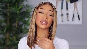 Ombre Highlight 13x1 T Teil Spitze Menschliches Haar Perücken Kurze Bob Ohr  Zu Ohr Brasilianische Remy Haar Spitze frontal Gerade Perücken Schwarze  Frauen