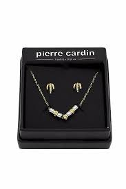 Vintage old store stock designer pierre cardin fashion modern preppy minimalist style jewelry bijoux gold tone and silver tone metal with rhinestones accents 8 piece stud style earrings and pendants/necklaces jewellery sets original presentation gift box with mirror on the inside nice. Pierre Cardin Pjj0068 Necklace Earrings Jewellery Official Archives Of Merkandi Merkandi Com