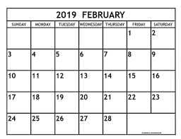 February Month Calendar 2019 Printable Calendar Printables Monthly Calendar Template Calendar 2019 Printable