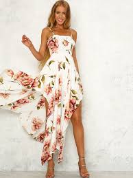 Tessuto in finissima mussola di cotone con stampe in esclusiva. Abito Lungo Floreale Senza Maniche Vestito Estivo Con Orlo Irregolare Milanoo Com