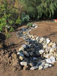 Cobblestone swale for landscaping drainage in durango. 11 Swale Ideas Yard Drainage Yard Landscaping Rock Drainage