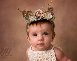 Dawn deer antler flower fawn ivory blue blush pink gold headband halo  halloween crown