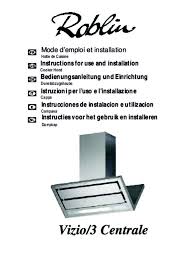 Notice Hotte Roblin Vizio 3 Et Pieces Detachees Moteur Transformateur Filtre Charbon Filtre Metallique Ampoule