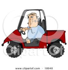Clipart Of A Cartoon Lineart Black Man Riding A Red Atv With An Ice Box On The Back Royalty Free Vector Illustration By Djart 1603544
