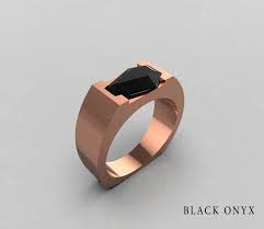 18k rose gold with black onyx. Valeran Natural Rose Gold Mens Coffin Cut Ring