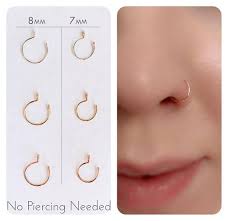Tiny Fake Nose Ring Delicate Faux Nose Ring Fake Nose Hoop Faux Nose Hoop Non Pierced No Piercing Needed Rose Gold Gold Filled In 2020