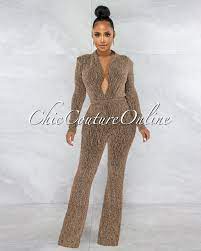 Sharane Black Gold Shimmer Deep V Jumpsuit