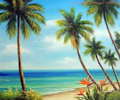 Bird Of Paradise Palm Tree Painting Beach Palm Trees Hawaii Bird Of Paradise Flowers Stretched 20x24 Oil Painting Beach Art Painting Beach Canvas Paintings Ocean Mural