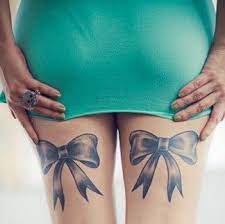 Pin By Ashley T On Love It Pink Bow Tattoos Bow Tattoo Thigh Leg Tattoos