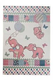 Selbstverständlich ist jeder elefant teppich stelle direkt in unserem partnershop erhältlich und direkt bestellbar. Happy Teppich Kurzflor Modern Kinderteppich Creme Rosa Elefanten Tapiso Teppiche Online