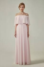 Bohemian Style Off Shoulder Chiffon Bridesmaid Dress Gaby Pink Bridesmaid Dresses Long Ruffle Prom Dress Bridemaid Dress