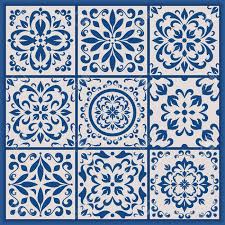 When installing tile in a random configuration, the percentages of tile for the three sizes involved do not add up to 100%, in order to allow for different. Blue And White Ornate Portuguese Tiles Vector Azulejo Patterns Simple Mandala Ornaments Set Of Ornamen Simple Mandala Portuguese Tiles Floral Pattern Vector