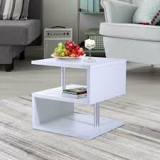 White Side Coffee End Table 2 Tier Shelving Design Home Living Room 50lx50wx50h Unbranded Coffee Table Storage Furniture Living Room White Living Room Tables