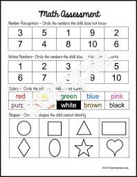 Preschool Assessment Forms Preschool Assessment Forms Math Assessment Kindergarten Math Assessment
