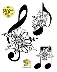 Download Music Svg Sol Key Svg Floral Svg Daisy Svg Music Clipart Clip Art Vector Flowers